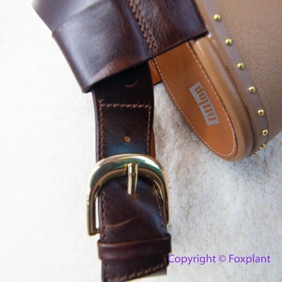 New! FitFlop women's Pilar Back-Strap Leather Clogs in‎ Brown, size 8 - Picture 12 of 16